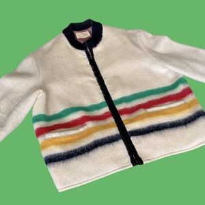 Authentic Hudson Bay Four Point Blanket Jacket Vintage Bomber Size Large